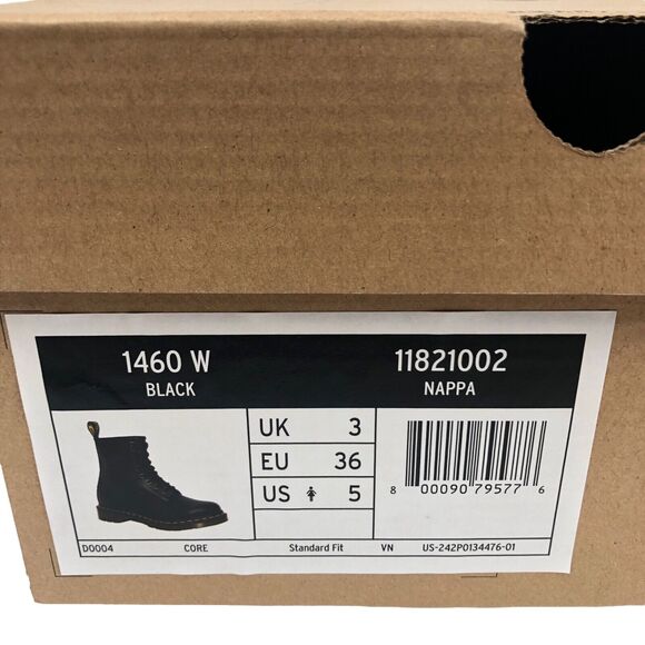 Dr Martens 1460 W Boots Womens 5 Black Nappa Leather 8 Eye Lace Up Combat - Picture 7 of 8